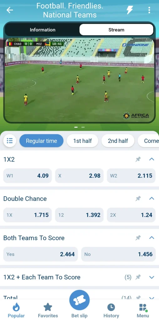 Live betting & streaming langsung di 1xbet apps